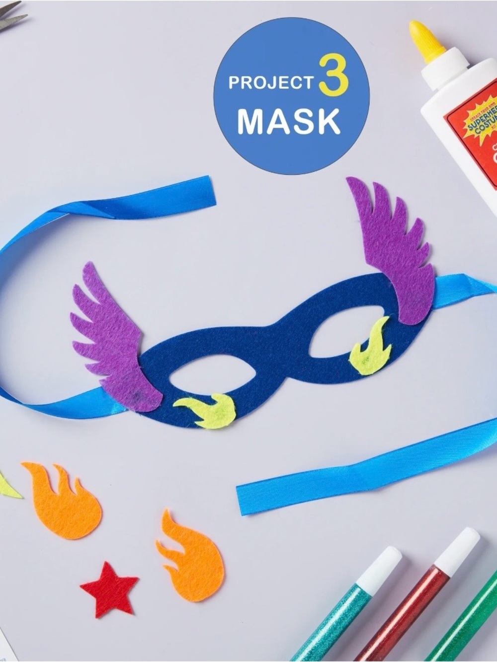 Create-Your-Own Superhero Costume Kit - Bright Blue Star Mask & Accessories - Picture 6 of 7